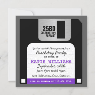 Funny Retro Floppy Disc Party Invitation