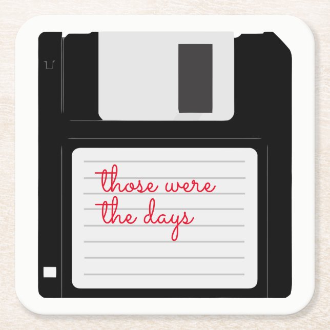 Funny Retro Floppy Disc Square Paper Coaster (Front)