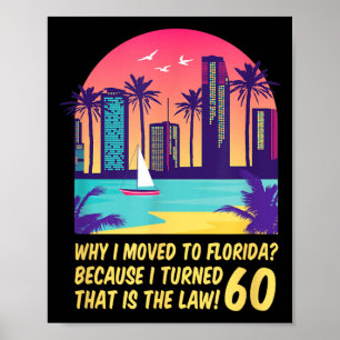 Funny Retro Florida 60 Birthday Quote Beach Outfit Poster