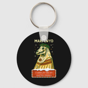Funny Retro Folklore Skeleton Horse Mari Lwyd Yule Key Ring