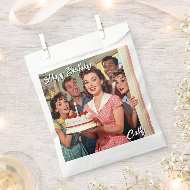Funny Retro Friends Personalized  Birthday Favour Bags (Clipped)
