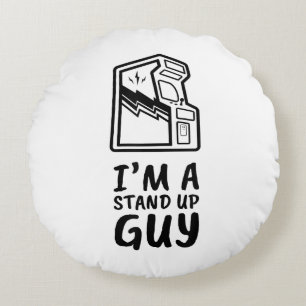 Funny Retro Gamer Arcade Old School 80's Video Gam Round Cushion