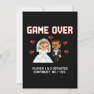 Funny Retro Gamer Wedding "Game Over" Pixel Art