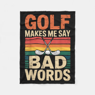 Funny Retro Golf Makes Me Say Bad Words Humour Fleece Blanket