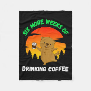 Funny Retro Groundhog Day 2022 Meme, Coffee Drinki Fleece Blanket