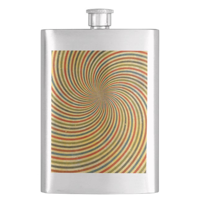 Funny Retro Grunge Swirl + your idea Hip Flask (Front)
