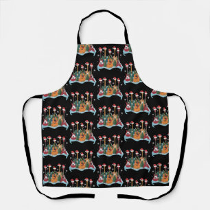 Funny Retro Guitar Christmas Tree Holiday Xmas Apron