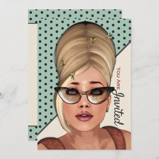 Funny Retro Hair And Beauty Salon Event Invitation (Front/Back)