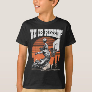 Funny Retro He Is Rizzin Christian Playing Sketll  T-Shirt