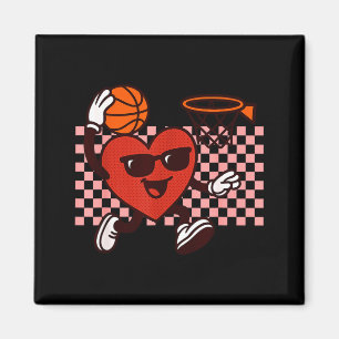 Funny Retro Heart Graphic Basketball Player Kids V Magnet