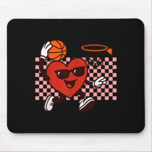 Funny Retro Heart Graphic Basketball Player Kids V Mouse Pad