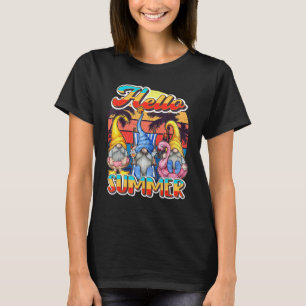 Funny Retro Hello Summer Gnomes Vacation Beach Vi T-Shirt