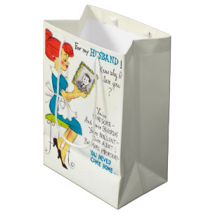 Funny retro Husband love Medium Gift Bag