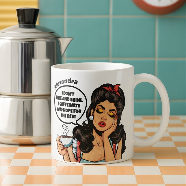 Funny Retro I Don't Rise and Shine Custom Name  Coffee Mug (Creator Uploaded)