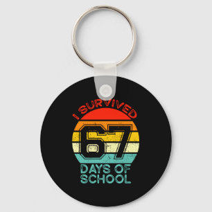 Funny Retro I Survived 67 Days Of School Teachers  Key Ring