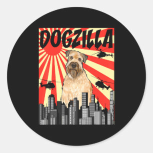 Funny Retro Japanese Dogzilla Soft Coated Wheaten  Classic Round Sticker
