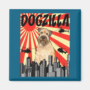 Funny Retro Japanese Dogzilla Soft Coated Wheaten  Magnet
