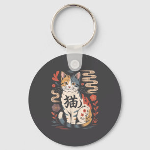 Funny Retro Kawaii Japanese Neko Cat Anime Manga L Key Ring