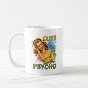Funny retro lady add monogram coffee mug