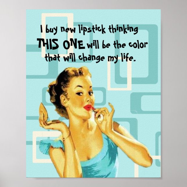 Funny Retro Lipstick Lover Poster (Front)
