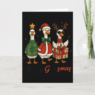 Funny Retro Merry Goosemas Christmas Silly Goose X Card