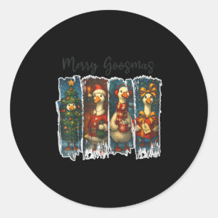 Funny Retro Merry Goosemas Christmas Silly Goose X Classic Round Sticker