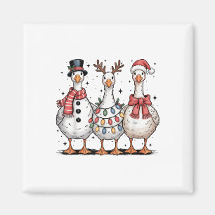 Funny Retro Merry Goosemas Christmas Silly Goose X Magnet