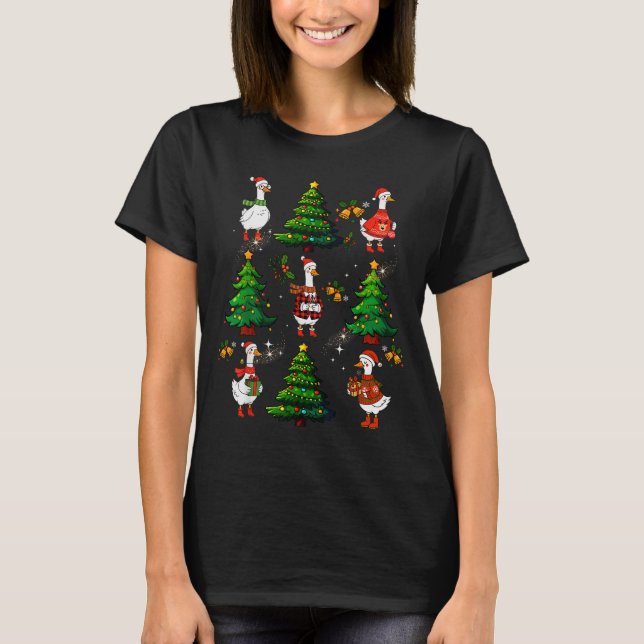 Funny Retro Merry Goosemas Christmas Silly Goose X T-Shirt (Front)