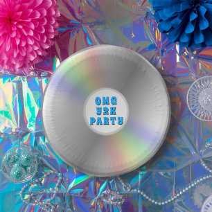 Funny Retro Music CD Disc Y2K Party Paper Bowls Plate