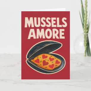 Funny Retro Mussel Amore Love Romance Coastal Card