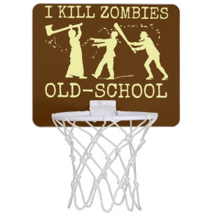 Funny Retro Old School Zombie Killer Hunter Mini Basketball Hoop