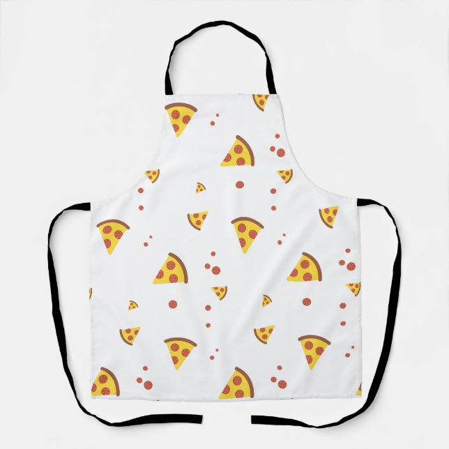 Funny Retro Pepperoni Pizza Minimalist Pattern Apron (Front)