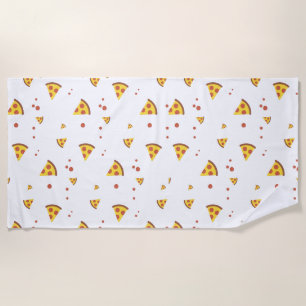 Funny Retro Pepperoni Pizza Minimalist Pattern Beach Towel