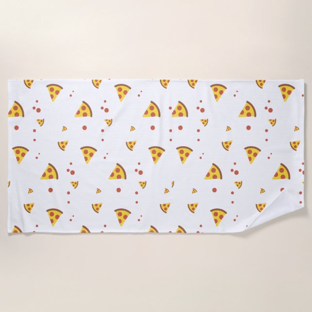 Funny Retro Pepperoni Pizza Minimalist Pattern Beach Towel (Front)