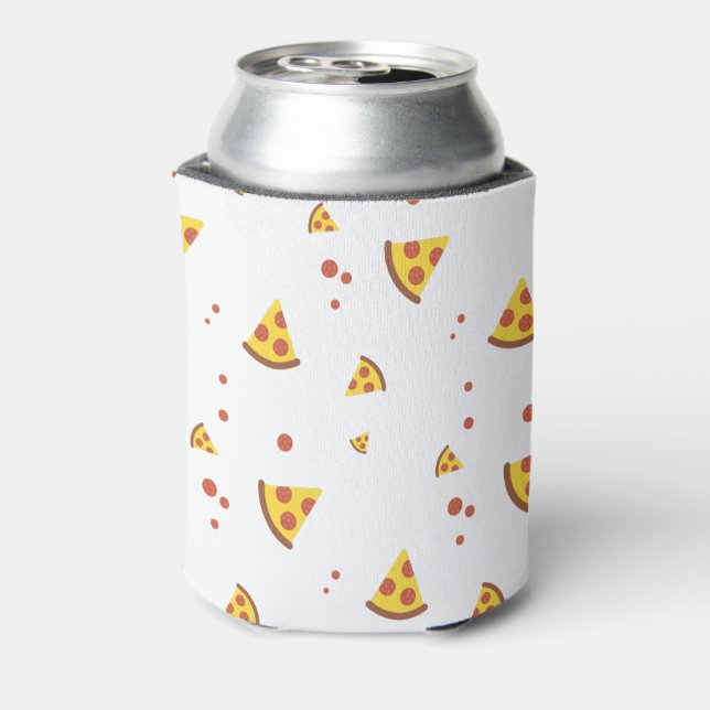 Funny Retro Pepperoni Pizza Minimalist Pattern Can Cooler (Can Back)