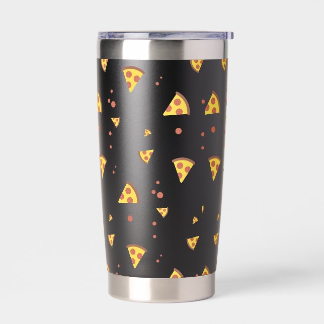 Funny Retro Pepperoni Pizza Minimalist Pattern Insulated Tumbler (Left)