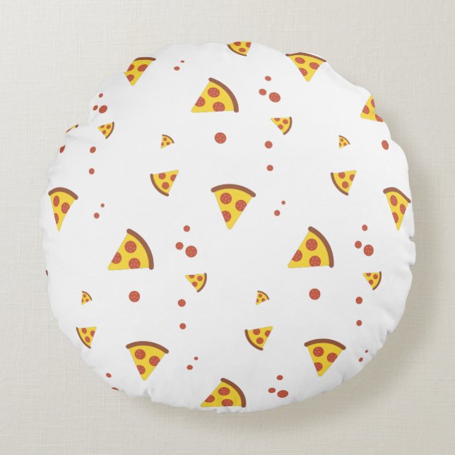 Funny Retro Pepperoni Pizza Minimalist Pattern Round Cushion (Front)