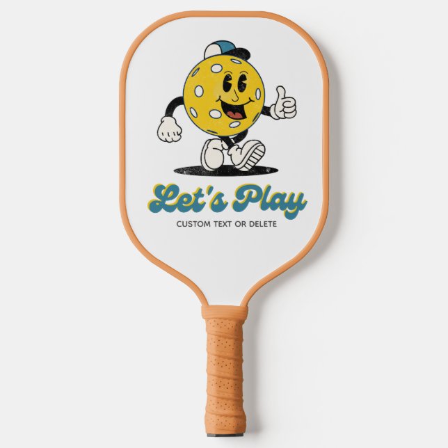 Funny Retro Pickleball Cartoon Mascot Personalised Pickleball Paddle (Front)