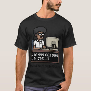 Funny Retro Pixel Art Emergency Number Premium T-Shirt