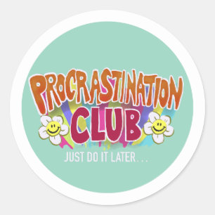 Funny Retro Procrastination Club Rainbow Classic Round Sticker