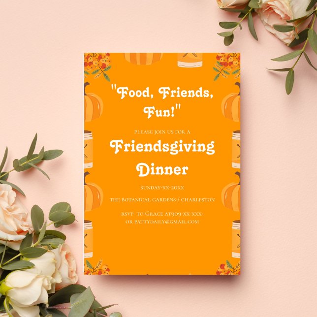 FUNNY RETRO PUMPKIN FRIENDSGIVING  INVITATION (Creator Uploaded)