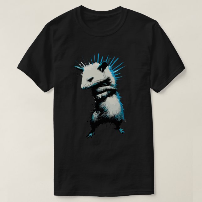 Funny retro punk opossum street art T-Shirt (Design Front)