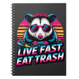 Funny Retro Raccoon Opossum Live Fast Eat Trash Notebook