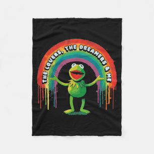 Funny Retro Rainbow Frog Connection The Lovers The Fleece Blanket