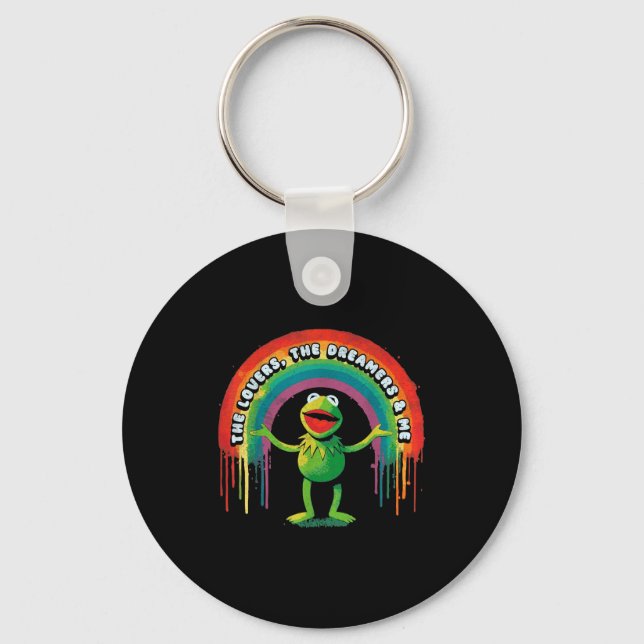 Funny Retro Rainbow Frog Connection The Lovers The Key Ring (Front)