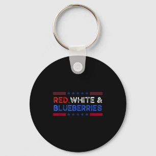 Funny Retro Red, White And Blueberries Patriot  Key Ring