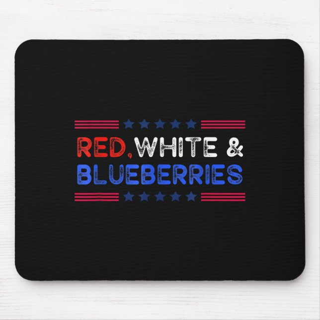 Funny Retro Red, White And Blueberries Patriot  Mouse Pad (Front)