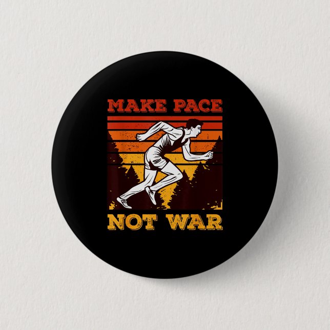 Funny Retro Runner Running Quote Gift - Make Pace  6 Cm Round Badge (Front)