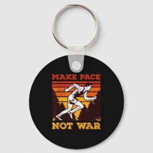 Funny Retro Runner Running Quote Gift - Make Pace  Key Ring
