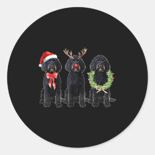 Funny Retro Santa Black Goldendoodle Dog Reindeer Classic Round Sticker